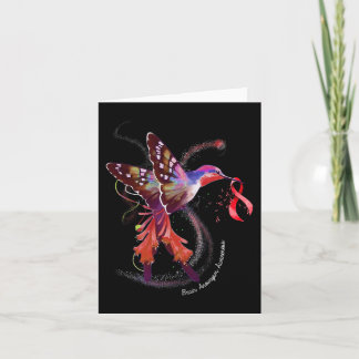 Hummingbird Holding Burgundy Ribbon Brain Aneurysm Card