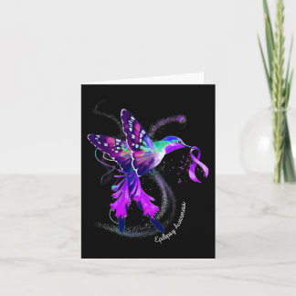 Hummingbird Holding Purple Ribbon Epilepsy Awarene Card