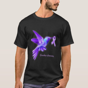Hummingbird Holding Purple Ribbon Overdose Awarene T-Shirt