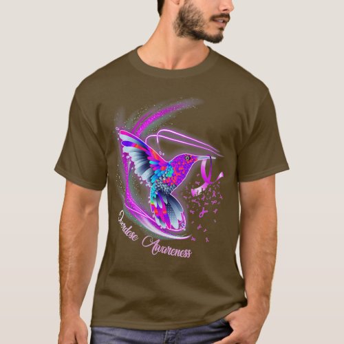 Hummingbird Holding Purple Ribbon Overdose Awarene T_Shirt