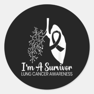 Hummingbird Holding White Ribbon Lung Cancer Aware Classic Round Sticker