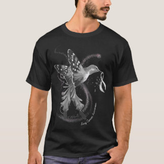 Hummingbird Holding White Ribbon Lung Cancer Aware T-Shirt
