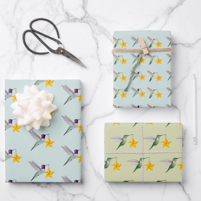 Hummingbird Holidays Wrapping Paper Sheets (Front)