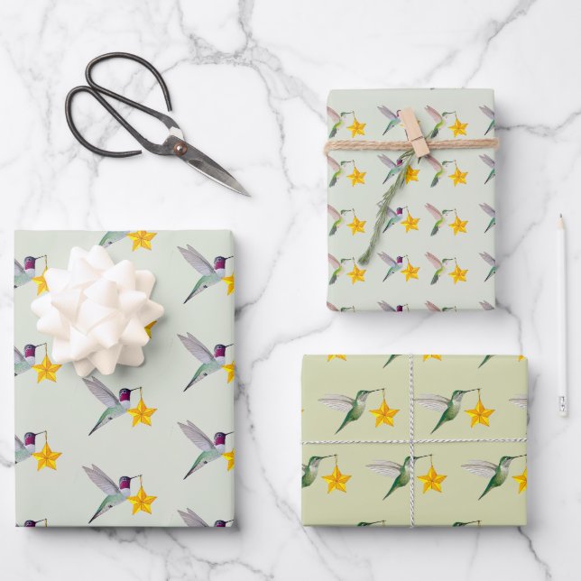 Hummingbird Holidays Wrapping Paper Sheets (Front)