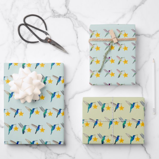 Hummingbird Holidays Wrapping Paper Sheets (Front)