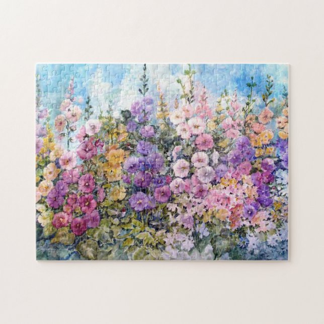 Hummingbird Hollyhock Heaven  Puzzle (Horizontal)