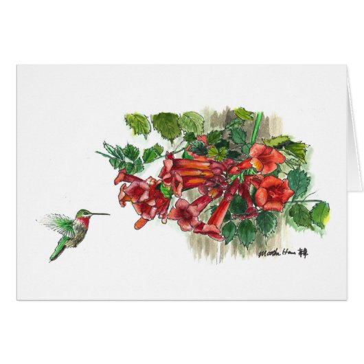 Hummingbird honeysuckle cards (Front Horizontal)
