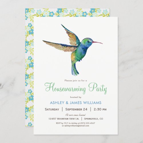 Hummingbird Housewarming Party Invitation