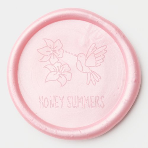 Hummingbird Hovering near Flowers Custom Name Wax Seal Sticker