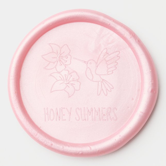 Hummingbird Hovering near Flowers Custom Name Wax Seal Sticker (Front)