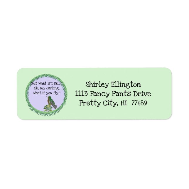 Hummingbird Hummingbirds address Label (Front)