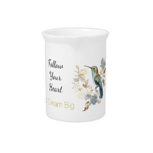 Hummingbird Hydrangea Flowers  Beverage Pitcher