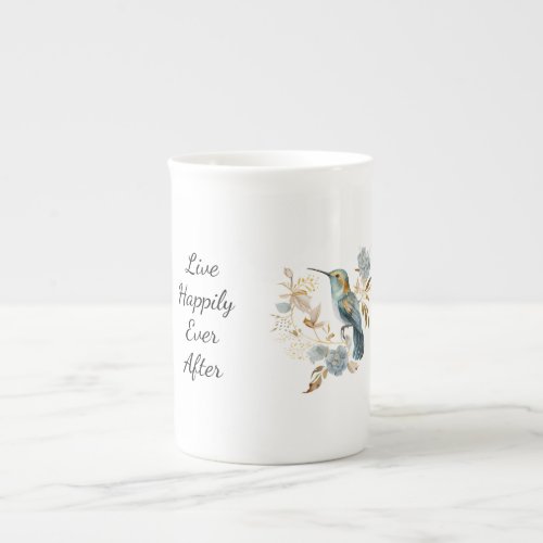 Hummingbird Hydrangea Flowers   Bone China Mug