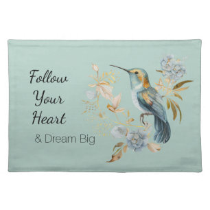 Hummingbird Hydrangea Flowers Cloth Placemat