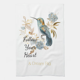 Hummingbird Hydrangea Flowers  Kitchen Towel