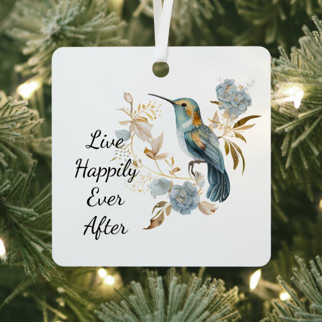 Hummingbird Hydrangea Flowers   Metal Ornament (Insitu)