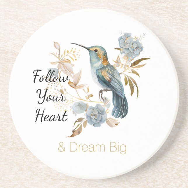 Hummingbird Hydrangea Flowers Wedding Coaster (Front)
