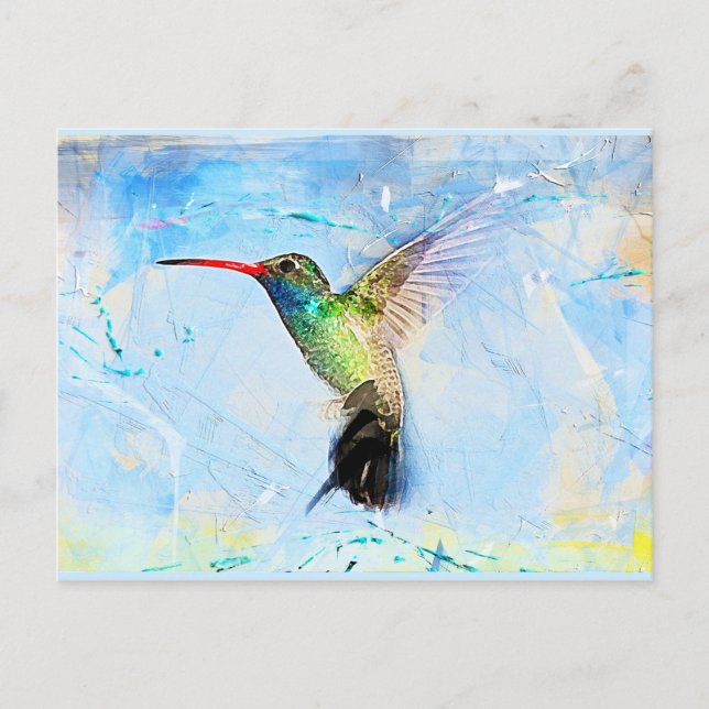 Hummingbird illustration in watercolor, beautiful postcard (Front)