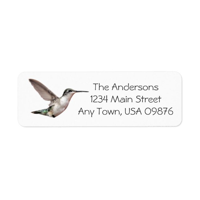 Hummingbird in air, customized address  label (Front)