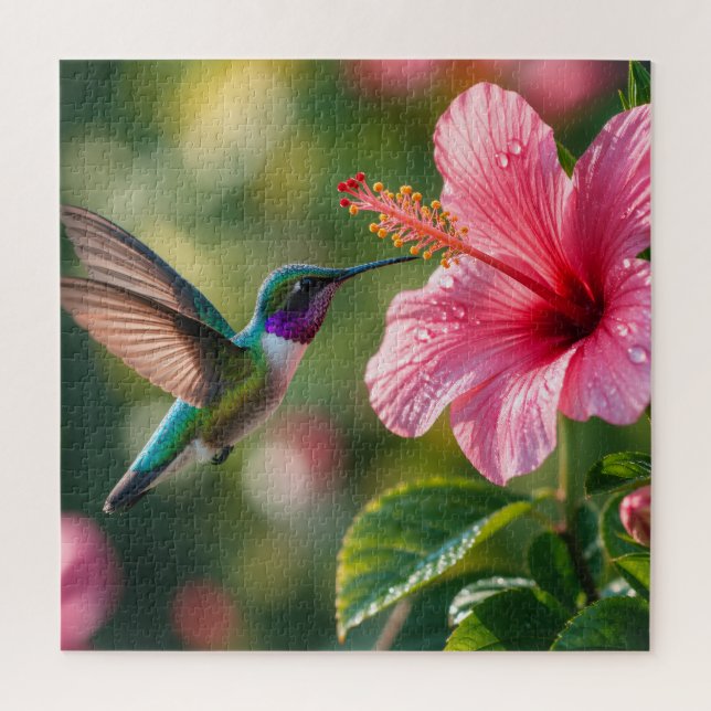 Hummingbird in Bloom Jigsaw Puzzle (Vertical)