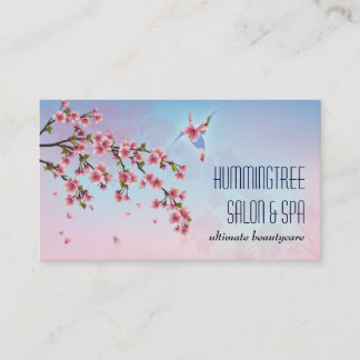 Hummingbird in Cherry Blossoms Beauty Business Card
