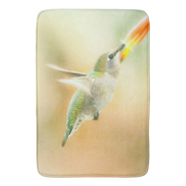 Hummingbird in Early Morning light Bathroom Mat (Front Vertical)