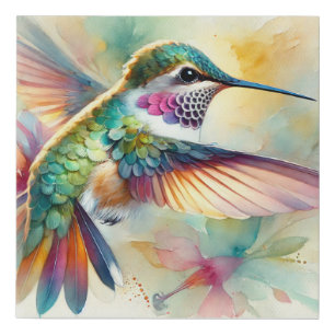 Hummingbird in Flight 071024AREF109 - Watercolor Faux Canvas Print