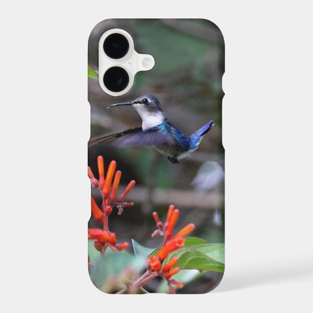 Hummingbird in Flight and Red Flowers Case-Mate iPhone Case (Back)
