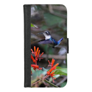 Hummingbird in Flight and Red Flowers iPhone 8/7 Wallet Case