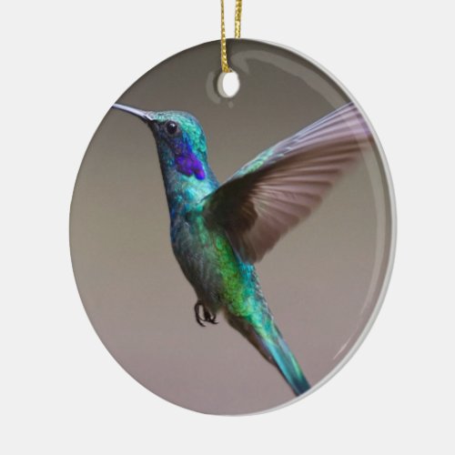 Hummingbird in Flight Ceramic Ornament