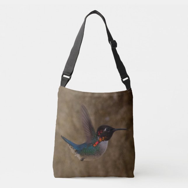 Hummingbird in Flight Crossbody Bag (Front)