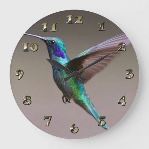 Hummingbird in Flight Large Clock