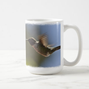 Hummingbird in Flight on White Coffee Mug
