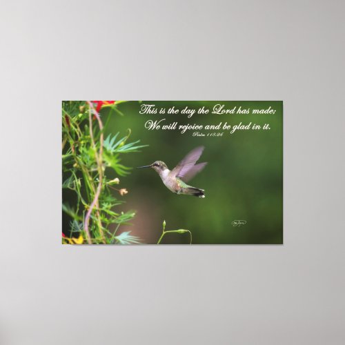 Hummingbird in Flight Psalm 11824 Bible Verse Canvas Print