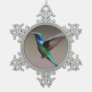 Hummingbird in Flight Snowflake Pewter Christmas Ornament