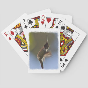 Hummingbird in Flight White Edge Poker Cards