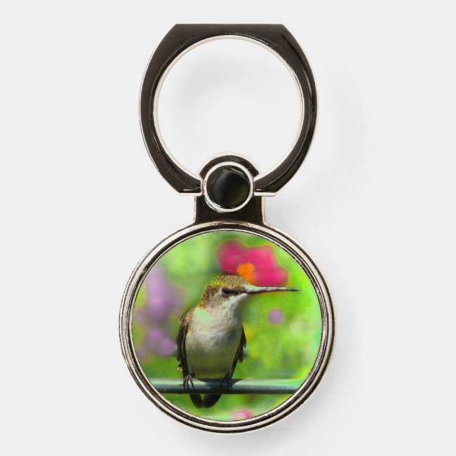 Hummingbird in Garden Phone Ring Holder