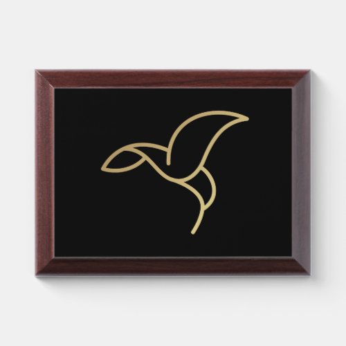 Hummingbird in Monoline Style _ Gold on Black Award Plaque