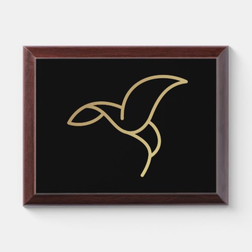 Hummingbird in Monoline Style _ Gold on Black Award Plaque