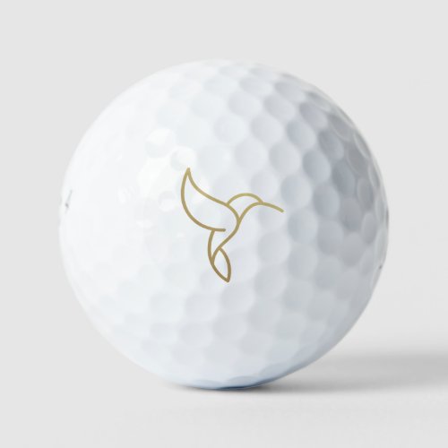 Hummingbird in Monoline Style _ Gold on Black Golf Balls