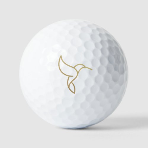 Hummingbird in Monoline Style _ Gold on Black Golf Balls