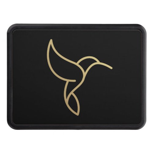 Hummingbird in Monoline Style _ Gold on Black Hitch Cover