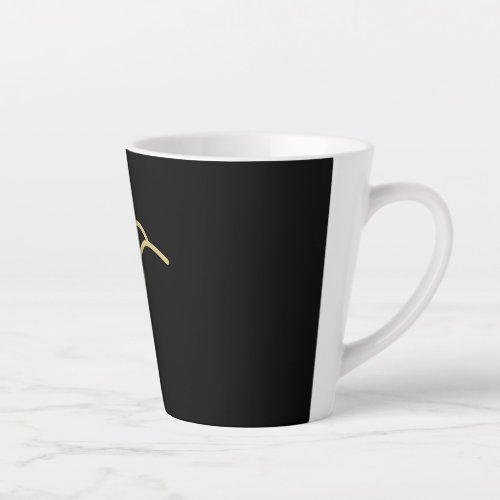 Hummingbird in Monoline Style _ Gold on Black Latte Mug