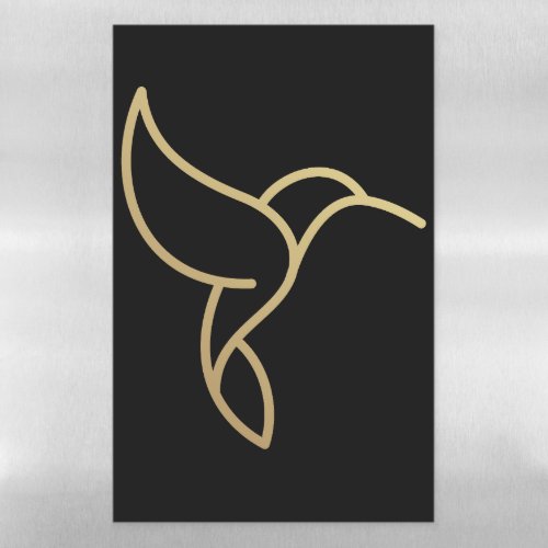 Hummingbird in Monoline Style _ Gold on Black Magnetic Dry Erase Sheet