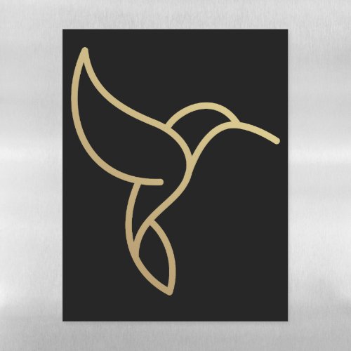 Hummingbird in Monoline Style _ Gold on Black Magnetic Dry Erase Sheet