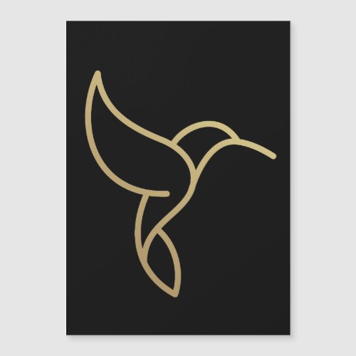 Hummingbird in Monoline Style _ Gold on Black Magnetic Invitation