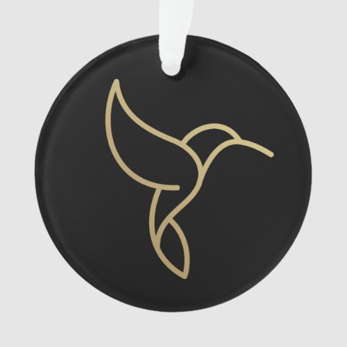 Hummingbird in Monoline Style _ Gold on Black Ornament