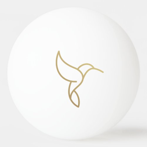Hummingbird in Monoline Style _ Gold on Black Ping Pong Ball