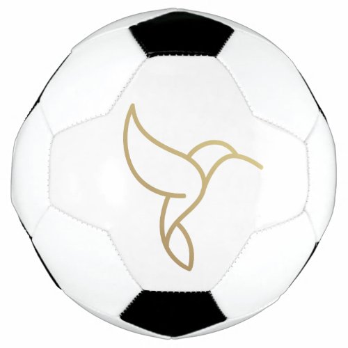 Hummingbird in Monoline Style _ Gold on Black Soccer Ball
