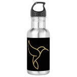 Hummingbird in Monoline Style - Gold on Black Stainless Steel Water Bottle